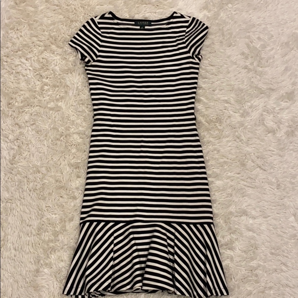 Lauren striped peplum dress Size XS - flattering!!